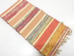 アンティーク　裂織　横段模様織り出し半幅帯（着用可）